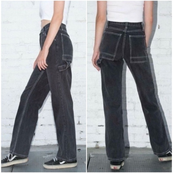Brandy Melville J. Galt Carpenter Straight Leg Jeans with Contrast Stitching - Picture 1 of 11